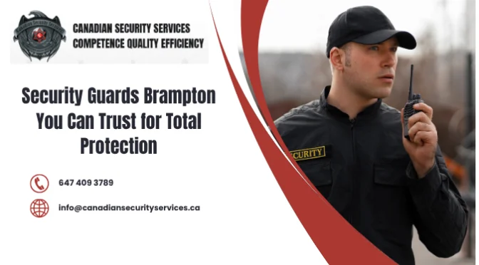 Professional Security Guards Brampton officer using radio for communication while ensuring site safety